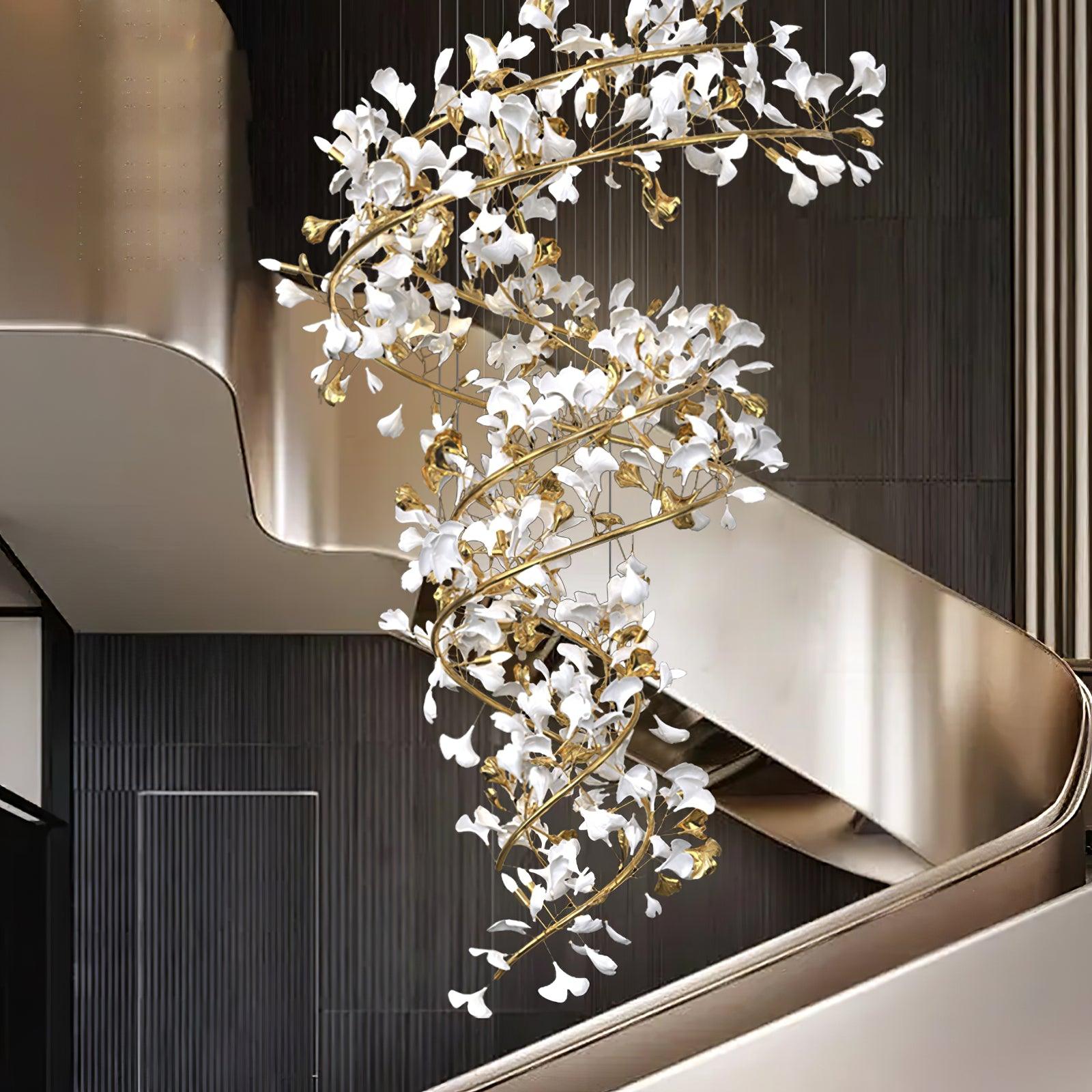 Olivia Lustre Fleur AntGlo Moderne , Métal/Céramique, Or, Escalier - Neutralighting