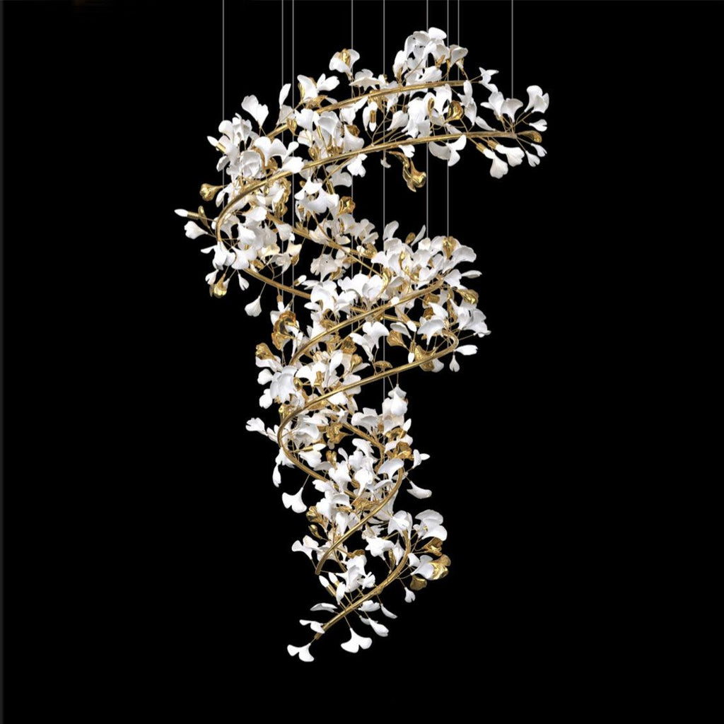 Olivia Lustre Fleur AntGlo Moderne , Métal/Céramique, Or, Escalier - Neutralighting
