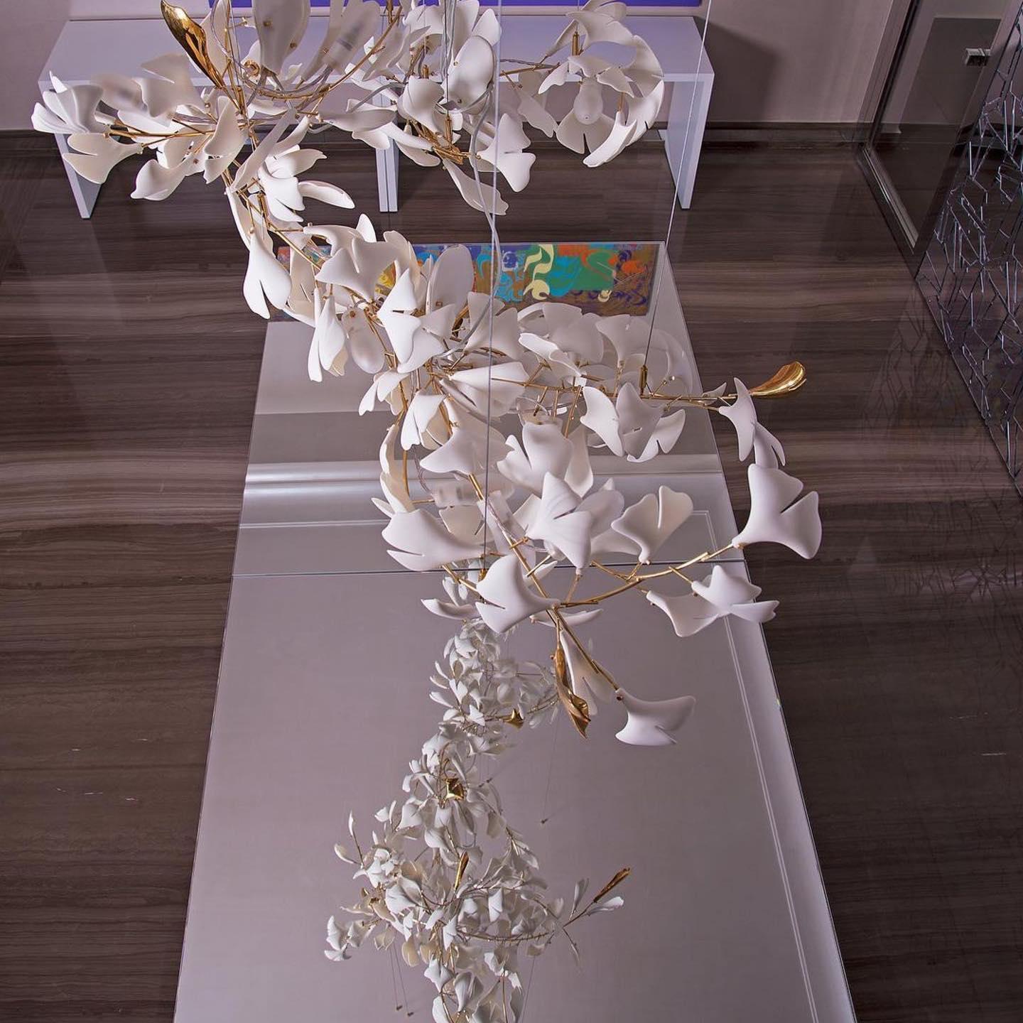 Olivia Lustre Linéaire GloGink Moderne, Métal/Céramique, Or, Salon - Neutralighting
