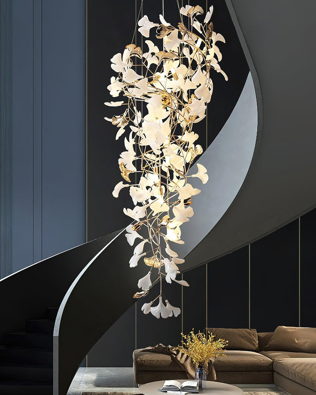 Olivia Céramique Gingko Cascadant Lustre - Neutralighting