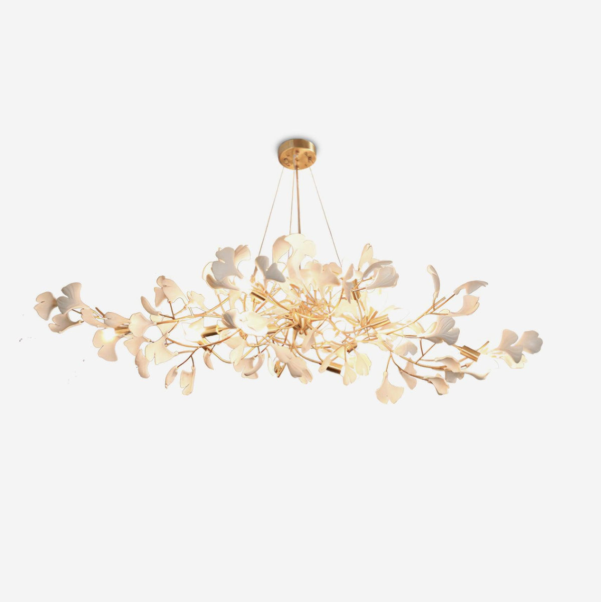Gingko Lustre Version Longue Porcelaine Branche de Feuille Organique - Neutralighting
