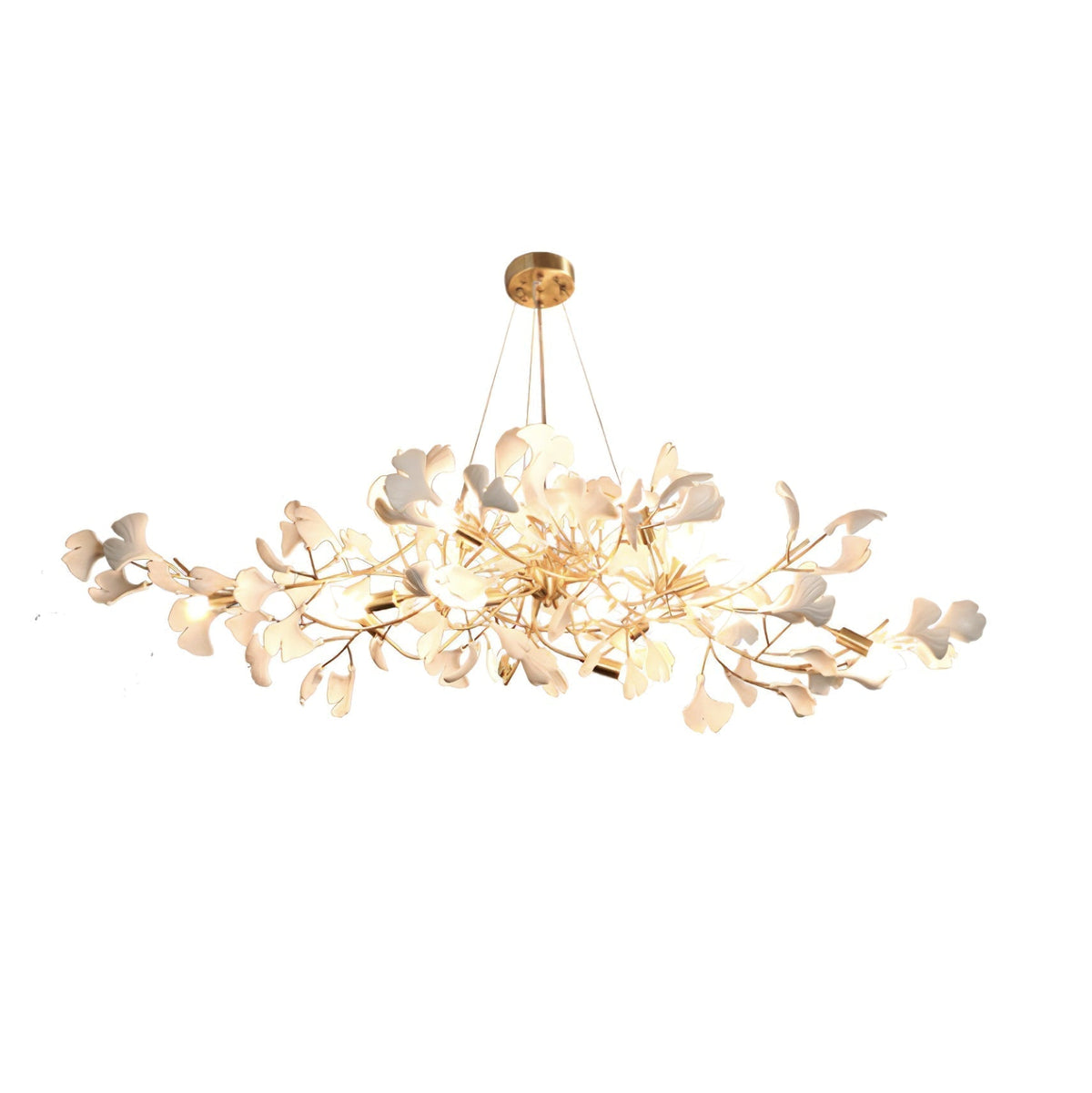 Gingko Lustre Version Longue Porcelaine Branche de Feuille Organique - Neutralighting