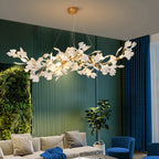 Gingko Lustre Longue Version Porcelaine Nature Inspiré - Neutralighting