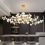 Gingko Lustre Longue Version Porcelaine Nature Inspiré - Neutralighting