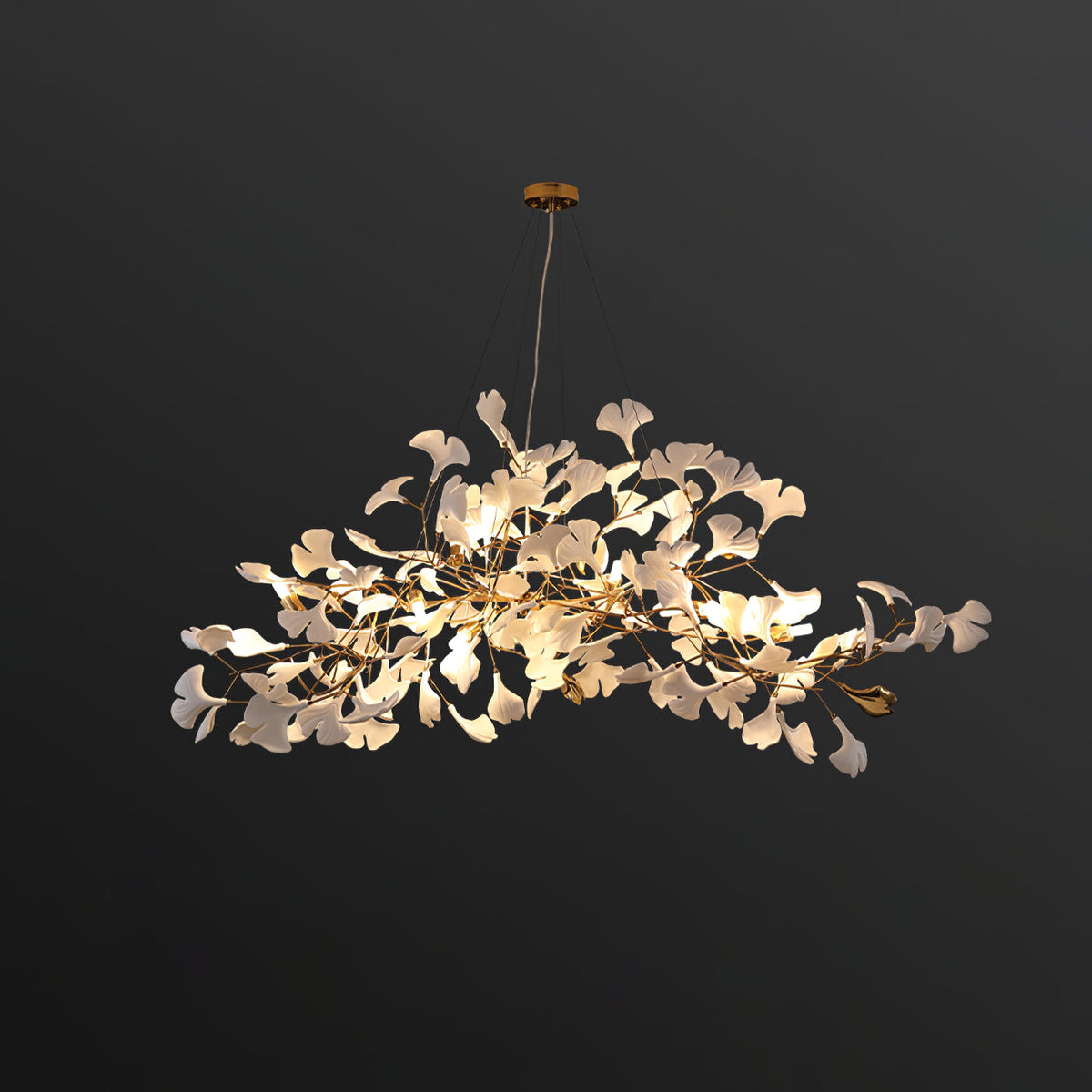 Gingko Lustre Version Longue Porcelaine Branche de Feuille Organique - Neutralighting