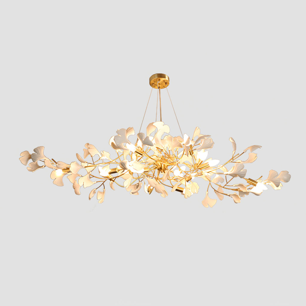 Gingko Lustre Version Longue Porcelaine Branche de Feuille Organique - Neutralighting