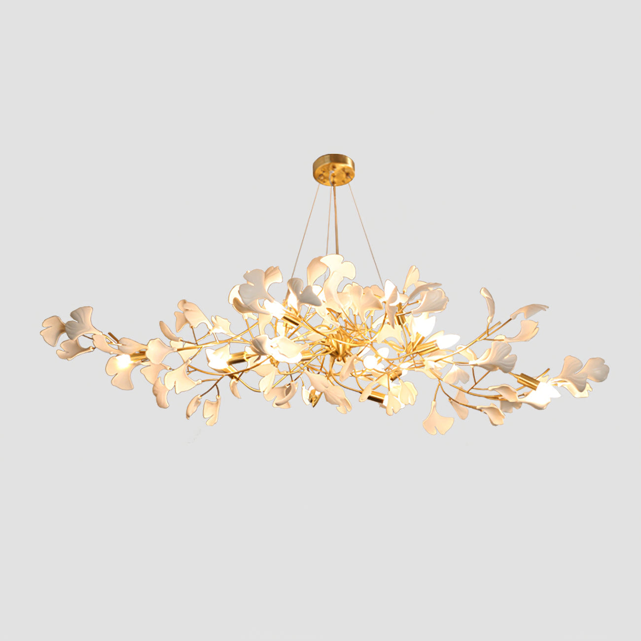 Gingko Lustre Longue Version Porcelaine Nature Inspiré - Neutralighting