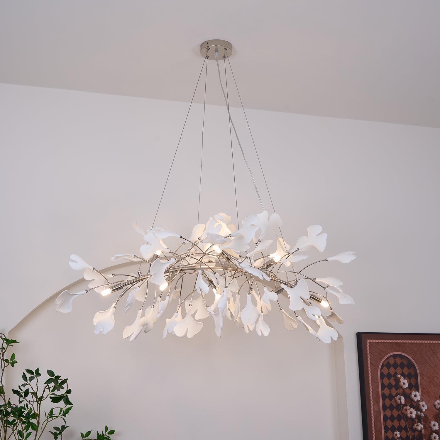 Arux Lustre Ginkgo Art Déco Courbé Vers le Bas - Neutralighting