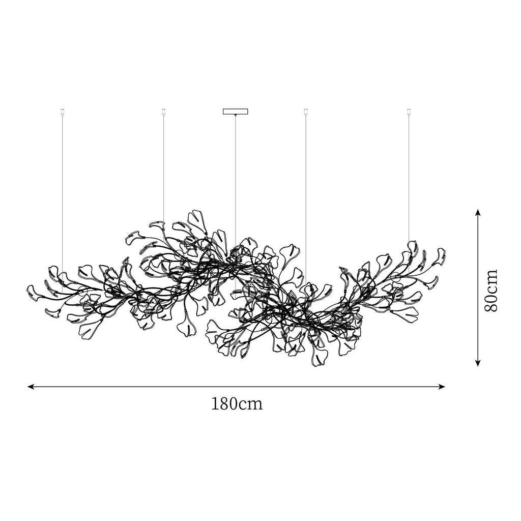 Gingko Lustre Version Longue Porcelaine Branche de Feuille Organique - Neutralighting