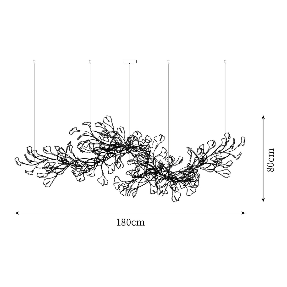 Gingko Lustre Version Longue Porcelaine Branche de Feuille Organique - Neutralighting