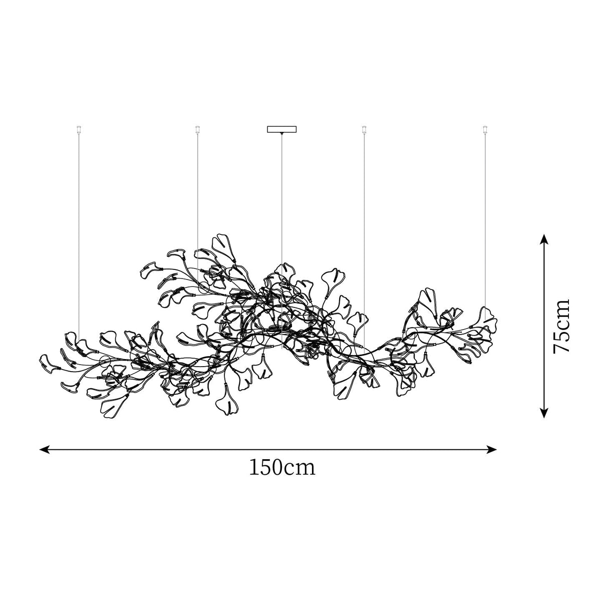 Gingko Lustre Version Longue Porcelaine Branche de Feuille Organique - Neutralighting