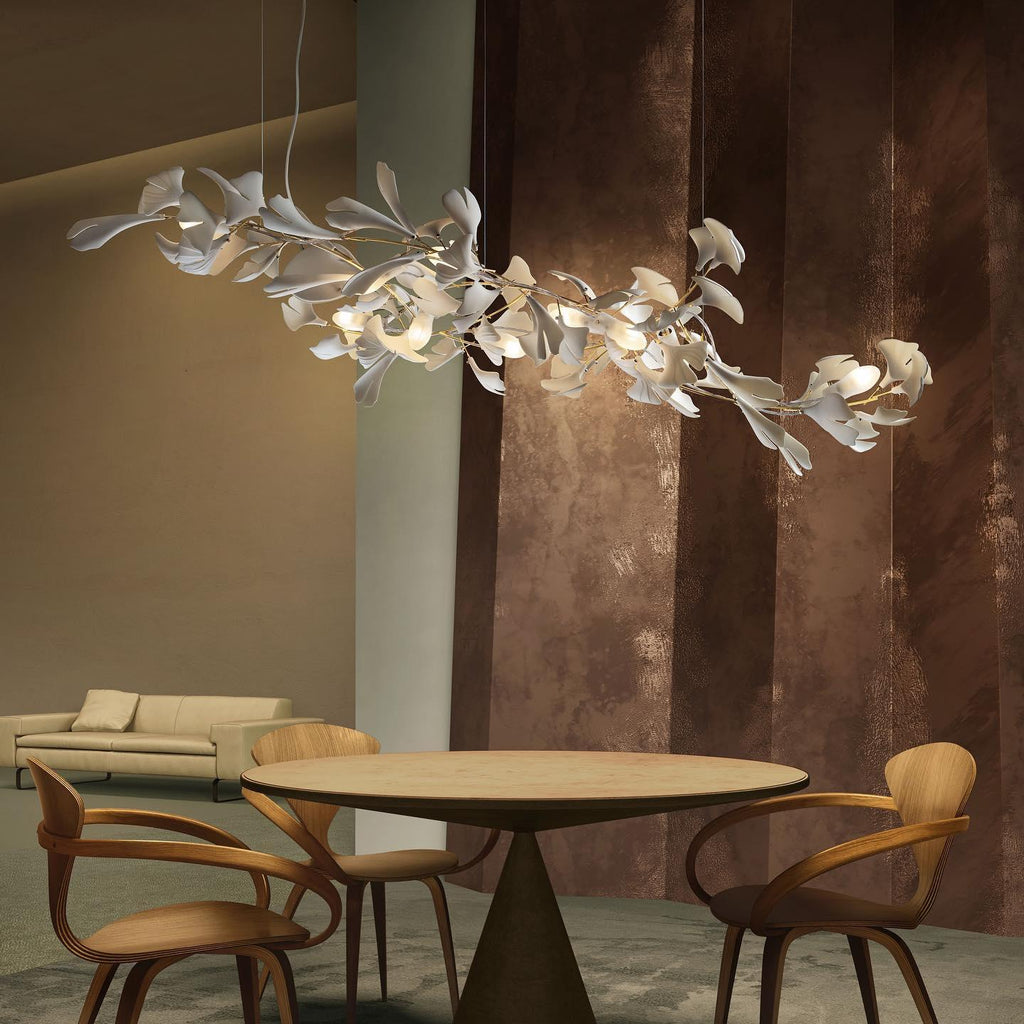 Olivia Lustre en céramique en forme de branche avec feuille de gingko - Neutralighting