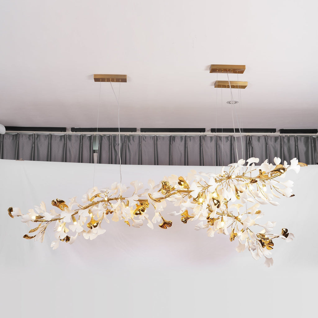 Olivia Lustre en céramique en forme de branche avec feuille de gingko - Neutralighting