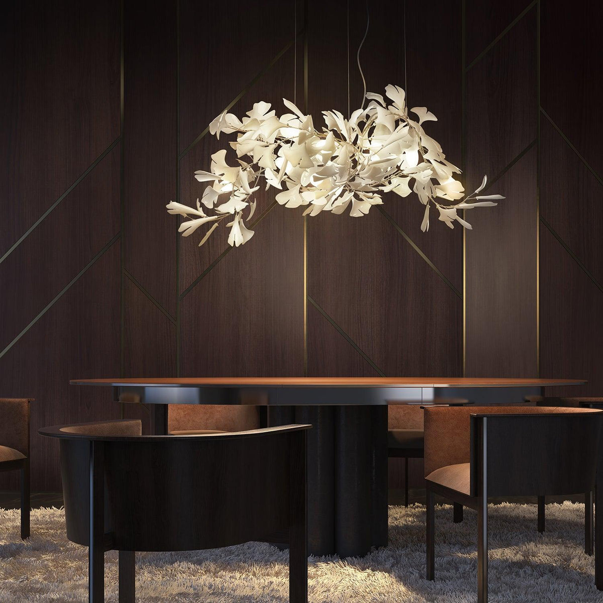 Gingko Chandelier A Style Forme Branche Feuille Moderne Salle à Manger - Neutralighting
