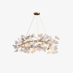 Lustra Suspension Lampe Feuilles de Gingko en Porcelaine Dorée - Neutralighting