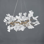 Lustra Suspension Lampe Feuilles de Gingko en Porcelaine Dorée - Neutralighting