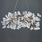 Lustra Suspension Lampe Feuilles de Gingko en Porcelaine Dorée - Neutralighting