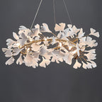 Lustra Suspension Lampe Feuilles de Gingko en Porcelaine Dorée - Neutralighting