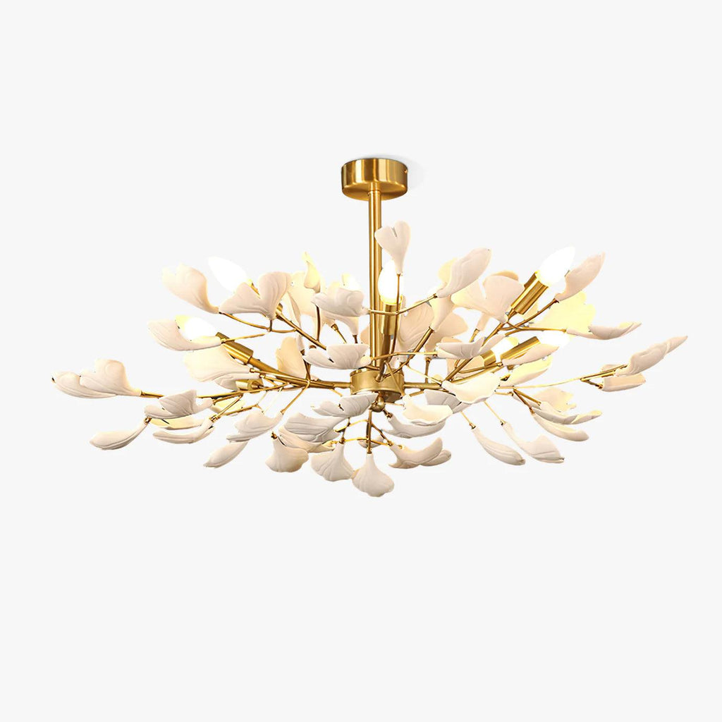 Olivia Chandelier en Céramique Ginkgo Art Feuilles - Neutralighting