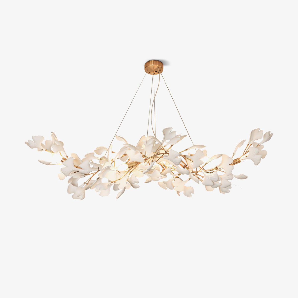Olivia Lustre en céramique en forme de W avec feuilles de gingko - Neutralighting