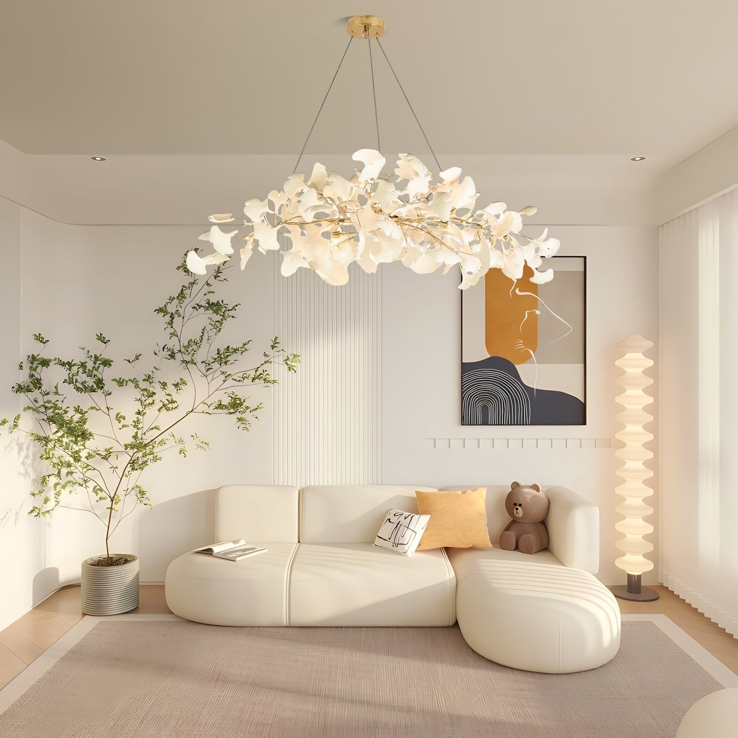 Arux Lustre Ginkgo Art Déco Courbé Vers le Bas - Neutralighting