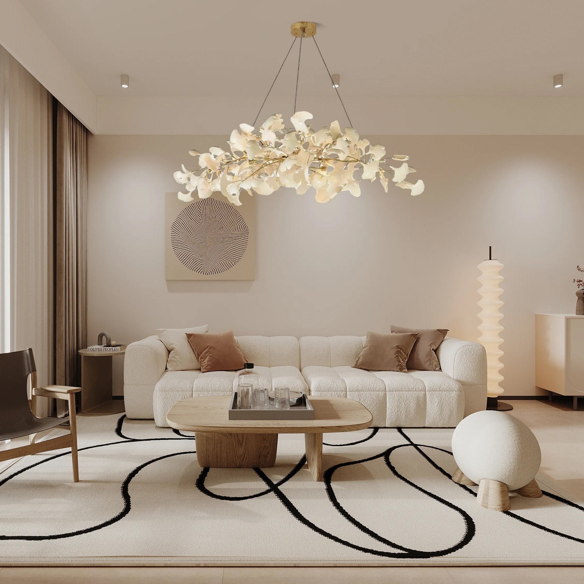 Arux Lustre Ginkgo Art Déco Courbé Vers le Bas - Neutralighting