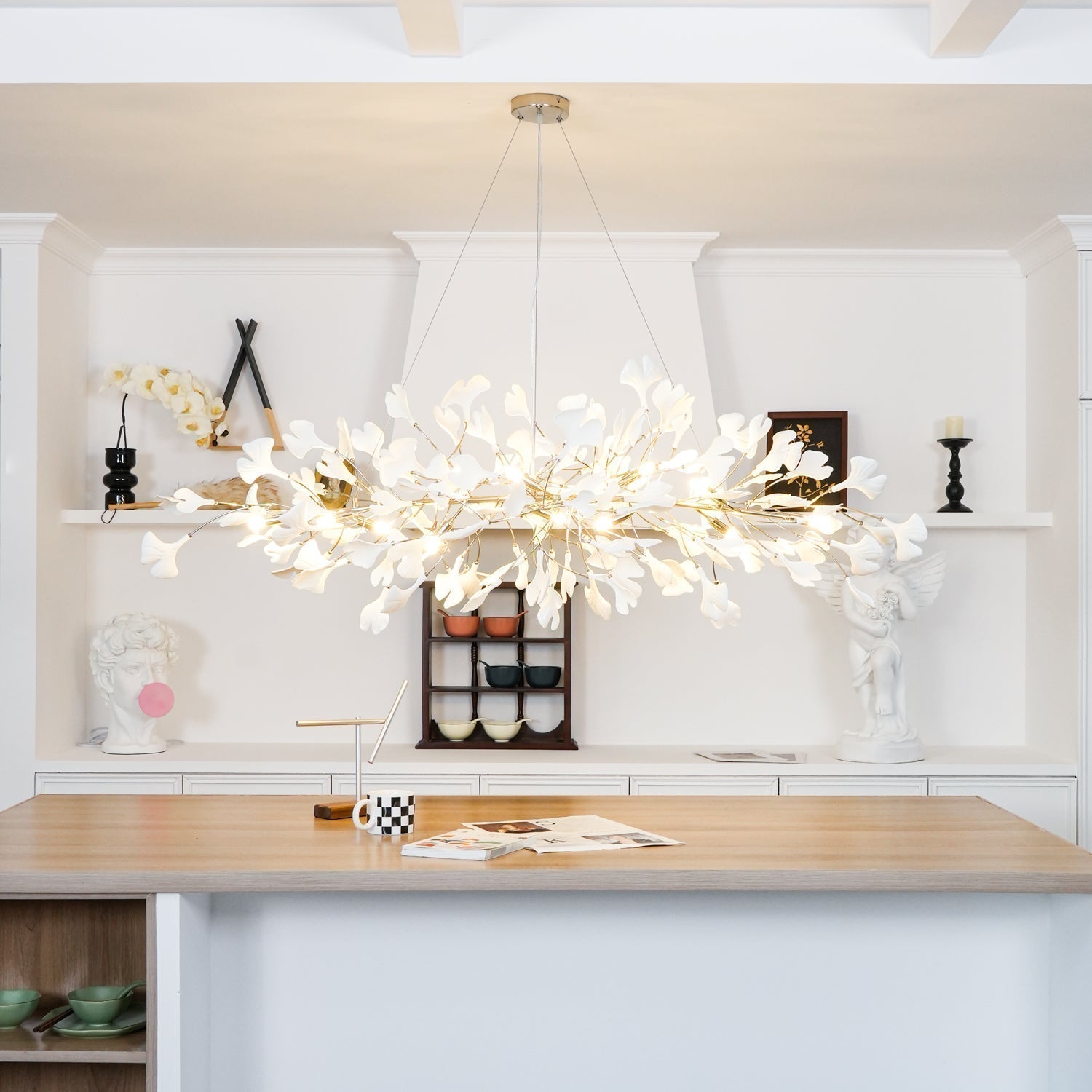 Arux Lustre Ginkgo Art Déco Courbé Vers le Bas - Neutralighting