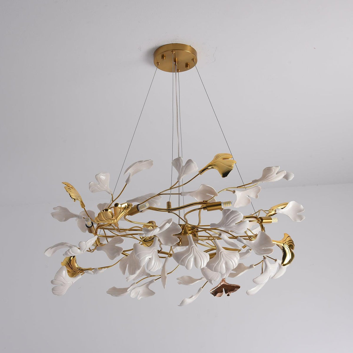 Aurora Chandelier Ginkgo Leaf Ceramic Sculptural - Neutralighting