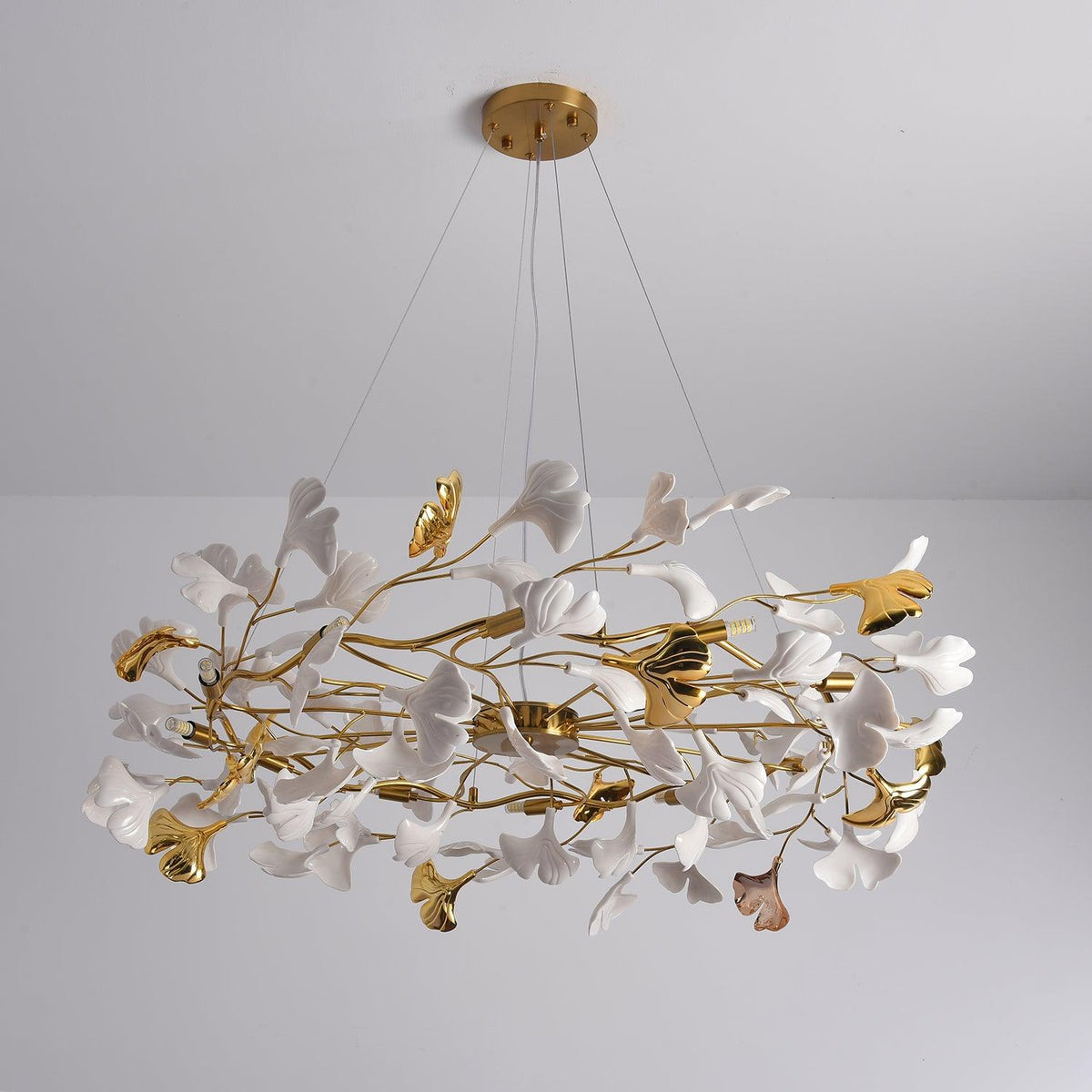 Aurora Chandelier Ginkgo Leaf Ceramic Sculptural - Neutralighting