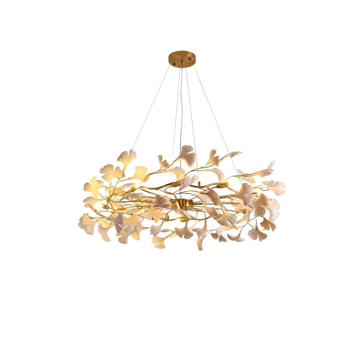 Aurora Chandelier Ginkgo Leaf Ceramic Sculptural - Neutralighting