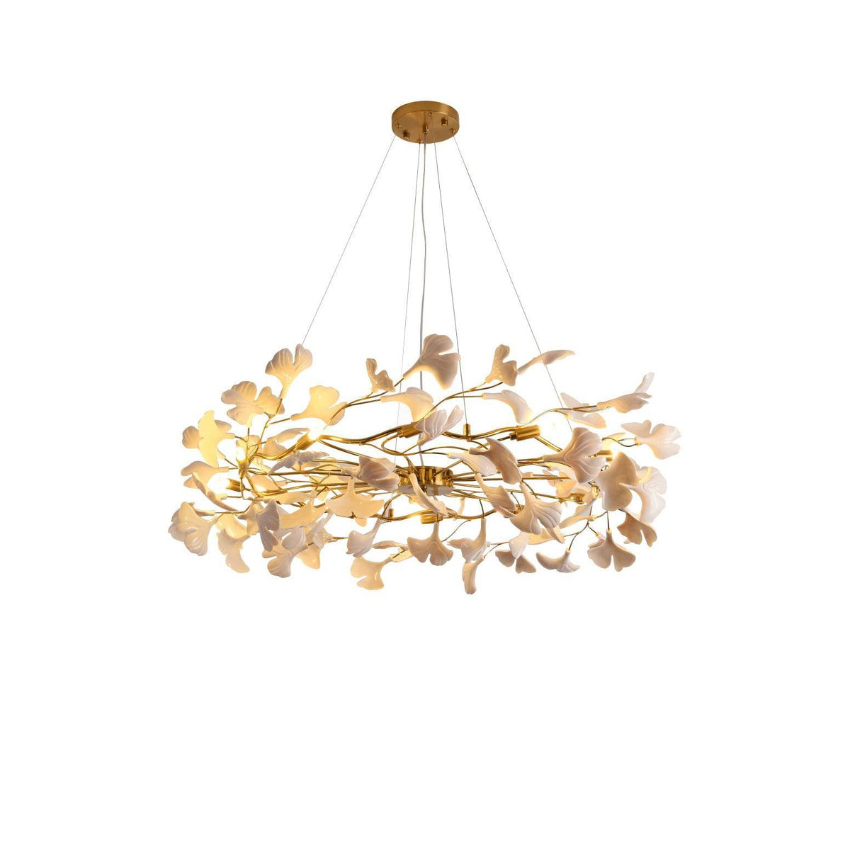 Aurora Chandelier Ginkgo Leaf Ceramic Sculptural - Neutralighting