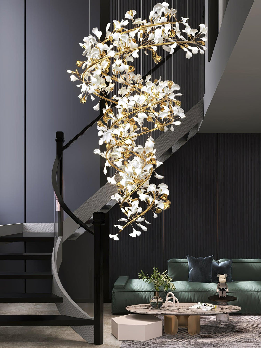 Eloria Lustre Cascade Florale Spirale Élégante - Neutralighting