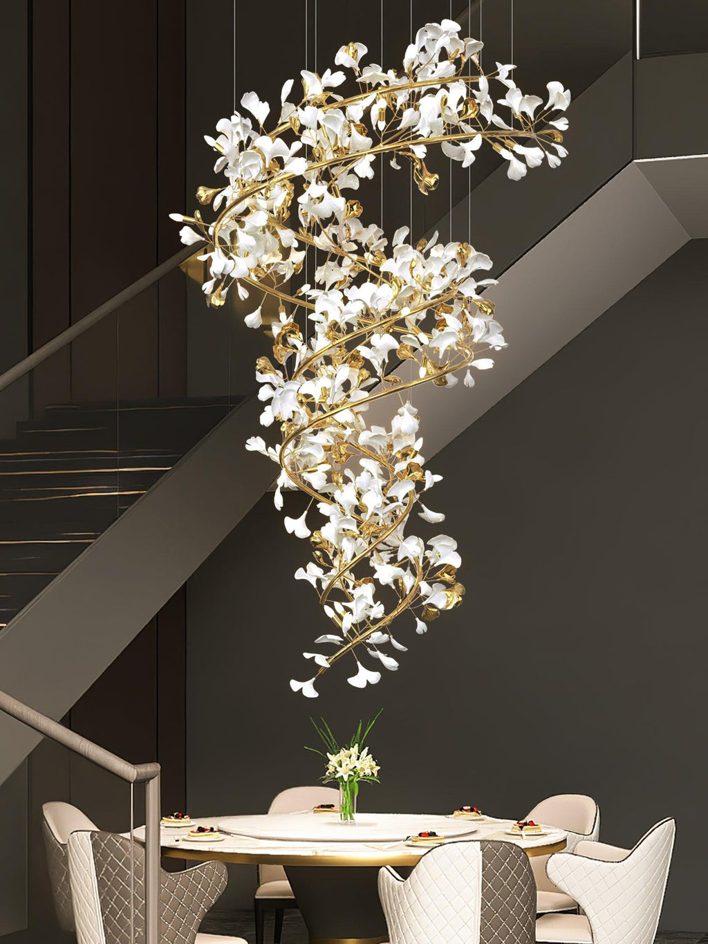 Eloria Lustre Cascade Florale Spirale Élégante - Neutralighting