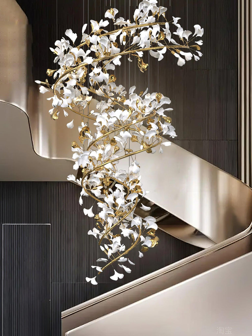 Eloria Lustre Cascade Florale Spirale Élégante - Neutralighting