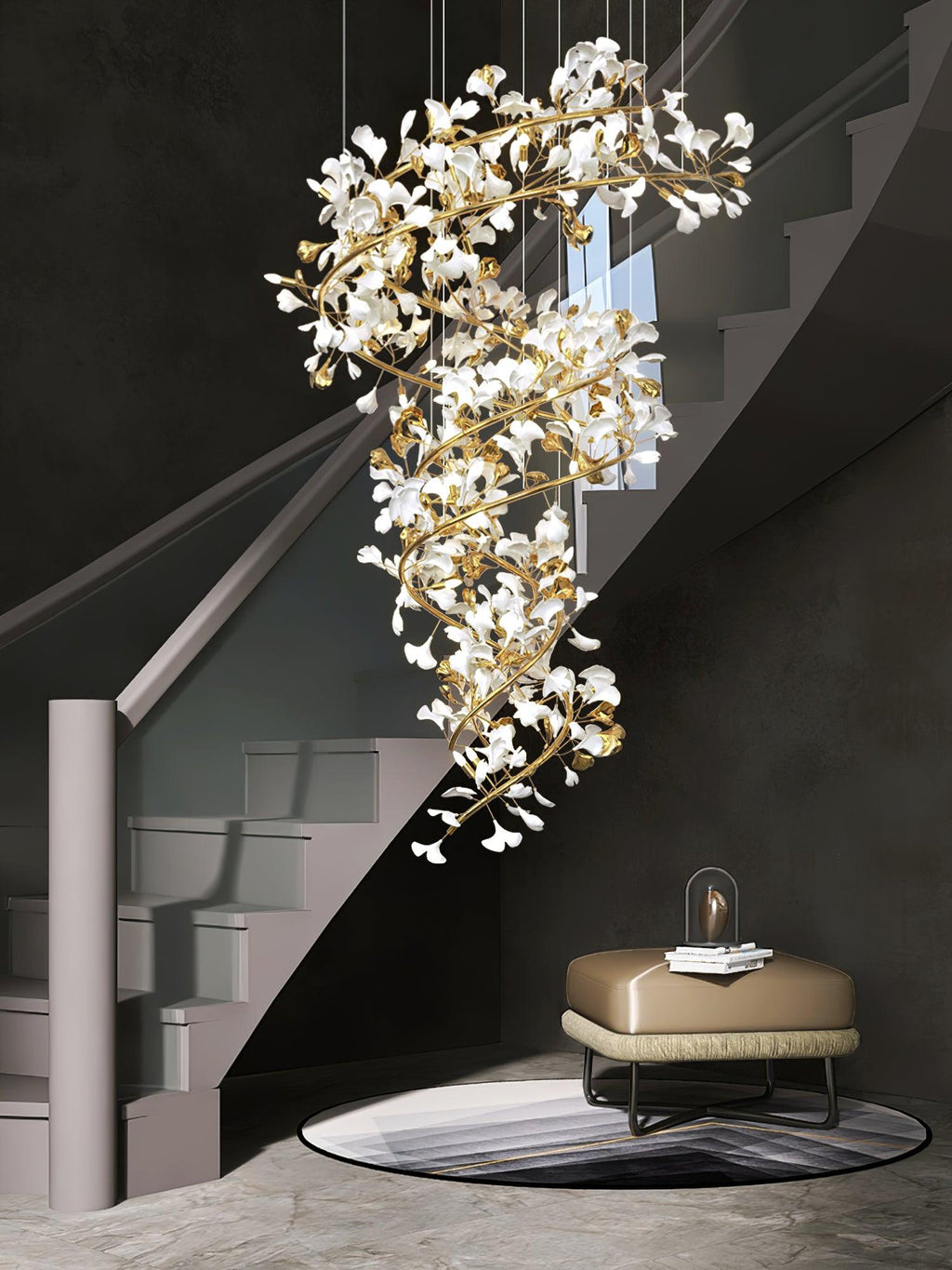 Eloria Lustre Cascade Florale Spirale Élégante - Neutralighting