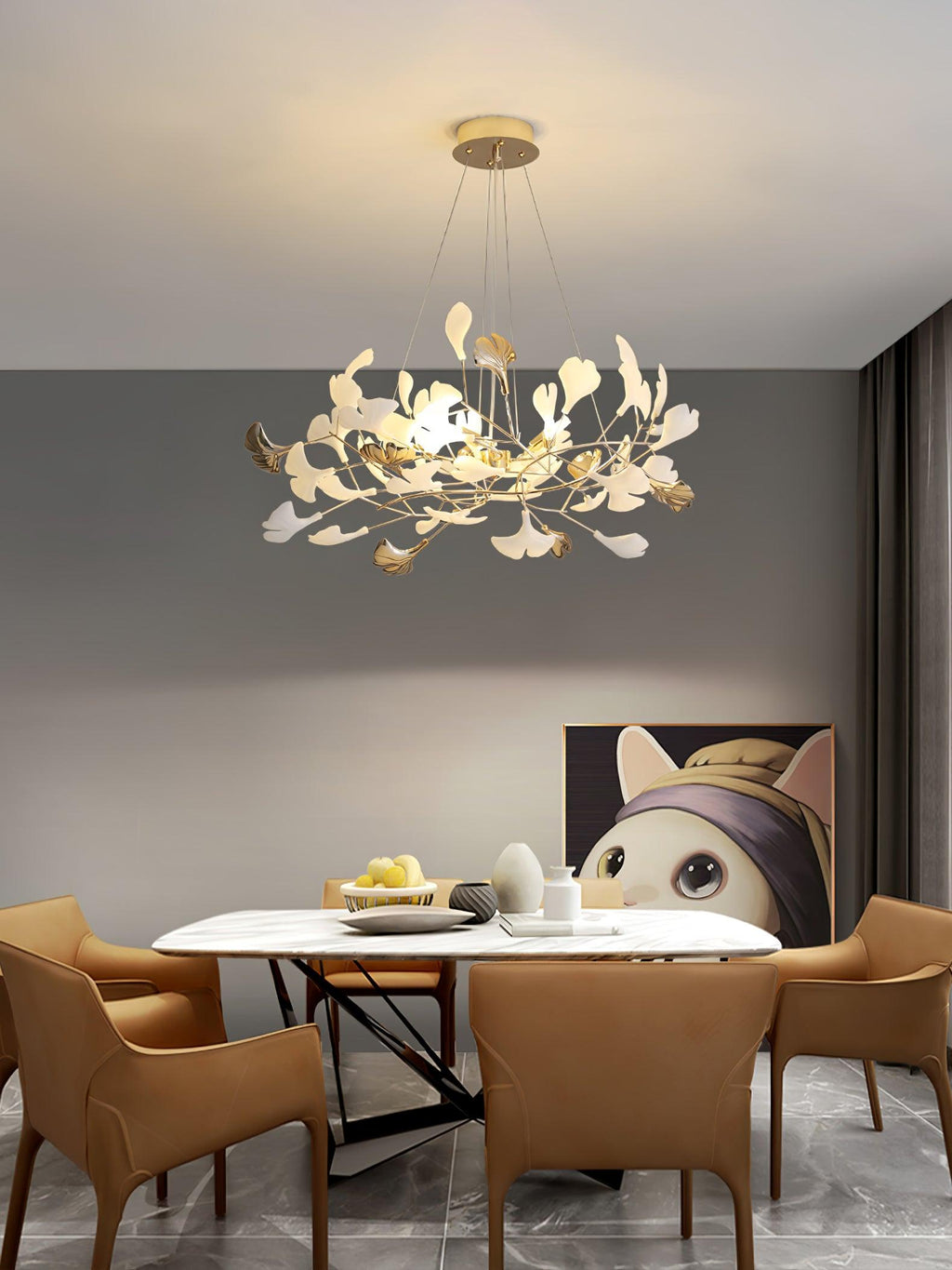 Olivia Chandelier Céramique Gingko 3 Styles - Neutralighting