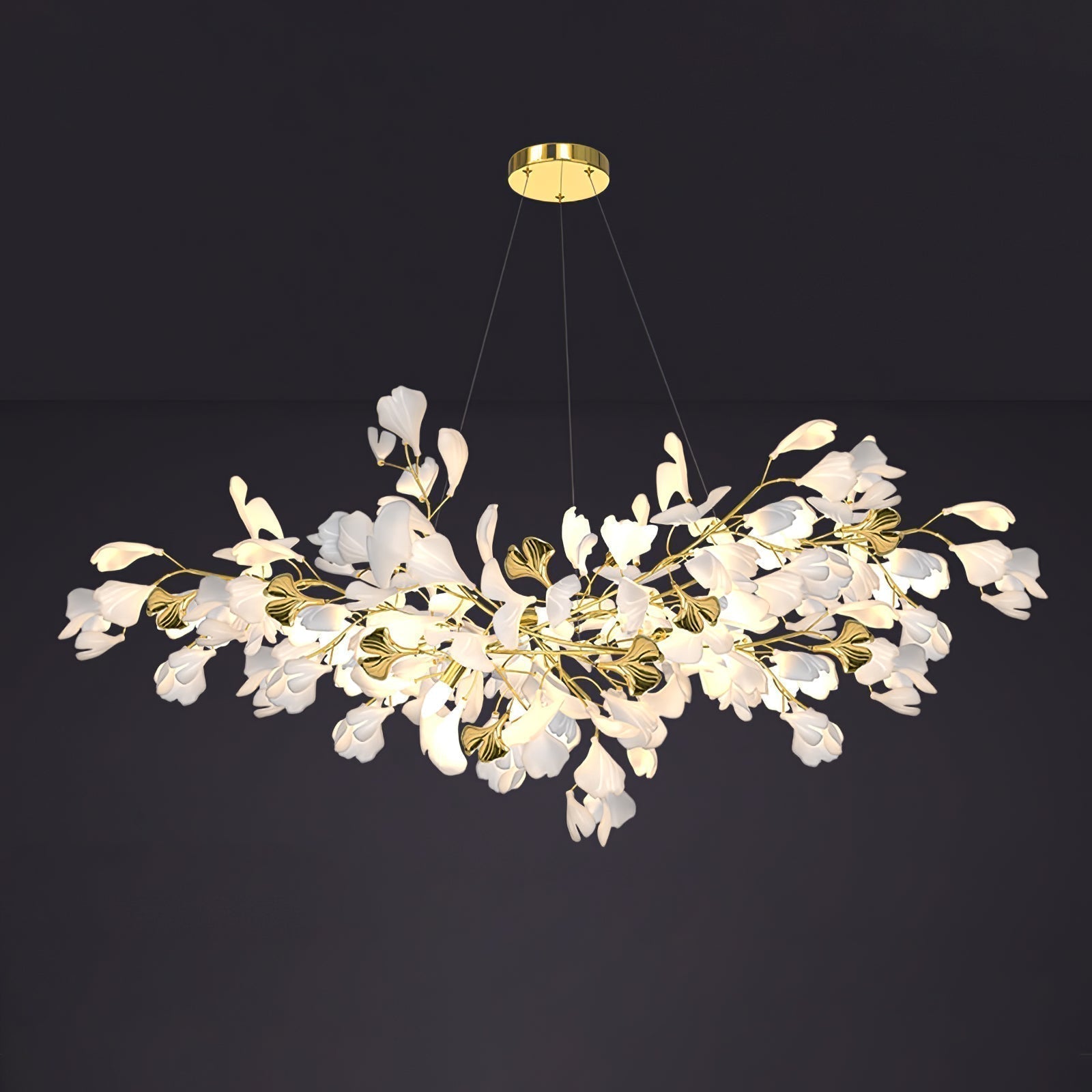 Olivia Chandelier Céramique Gingko Luxe Escalier d'Hôtel - Neutralighting