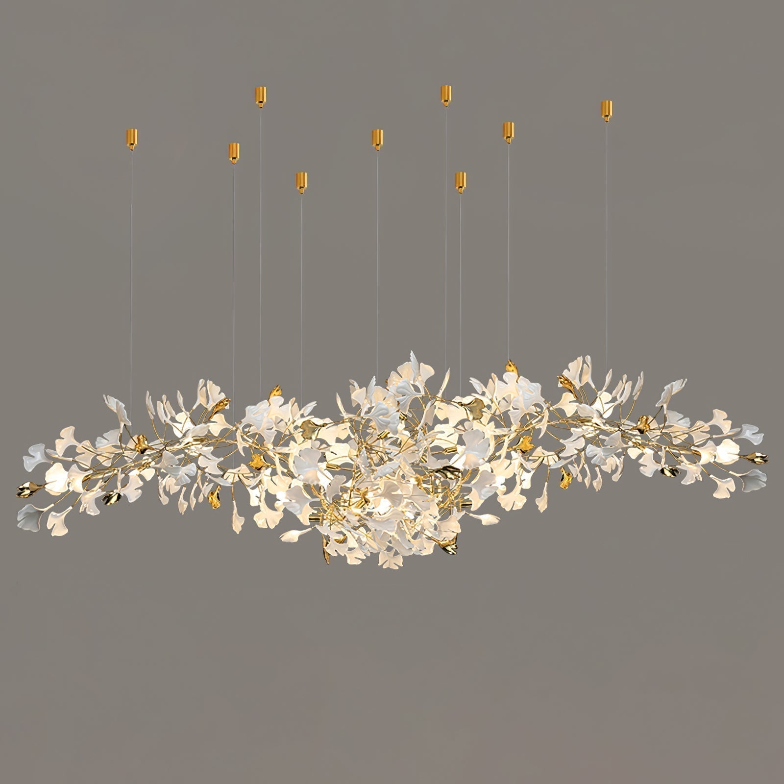 Olivia Chandelier Céramique Gingko Luxe Escalier d'Hôtel - Neutralighting