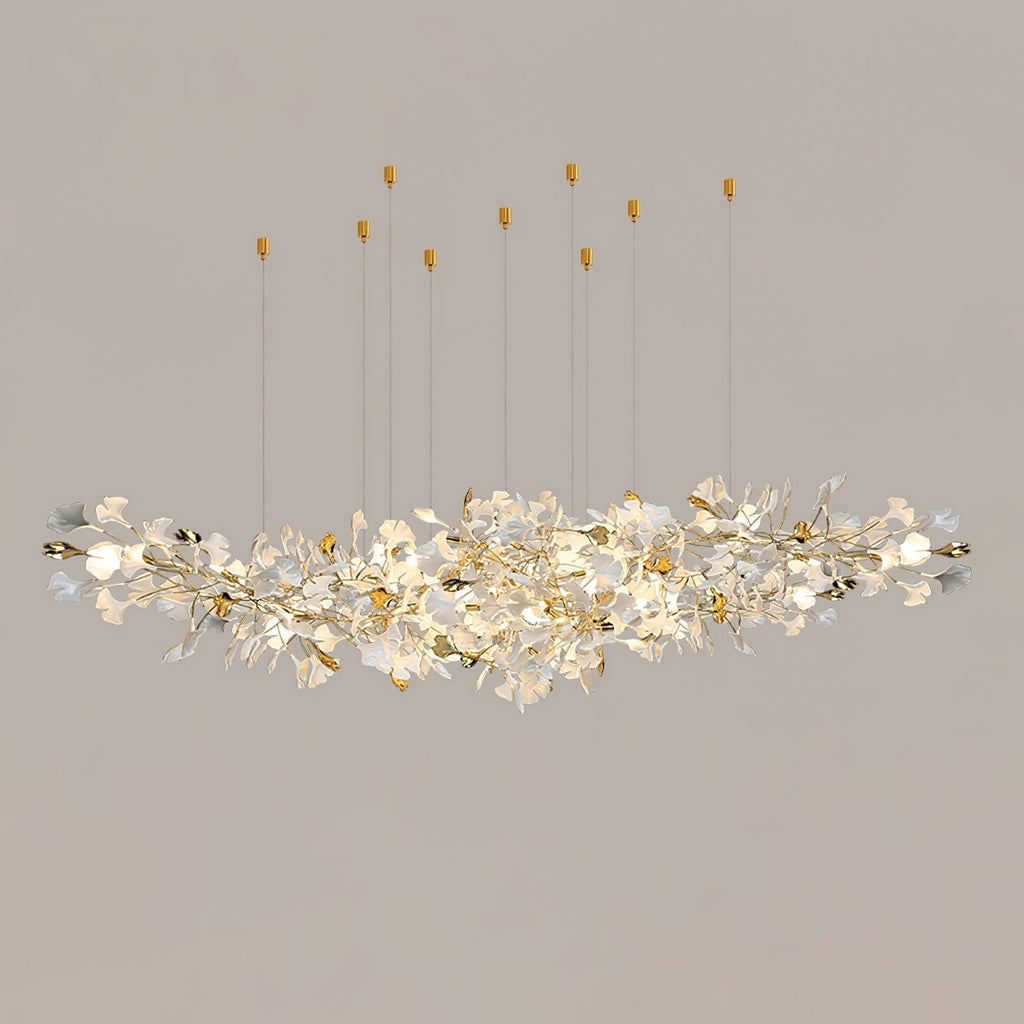 Olivia Chandelier Céramique Gingko Luxe Escalier d'Hôtel - Neutralighting