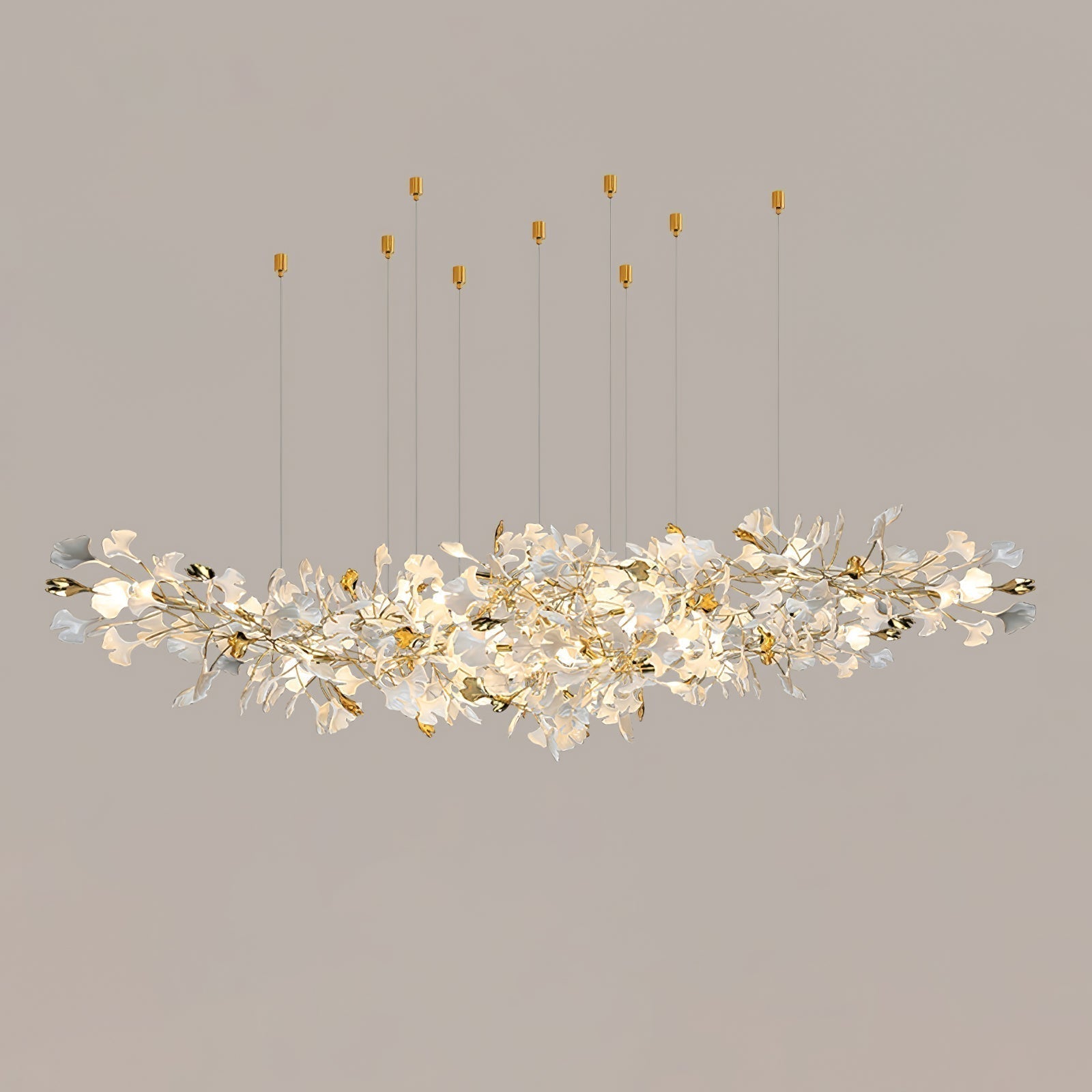 Olivia Chandelier Céramique Gingko Luxe Escalier d'Hôtel - Neutralighting