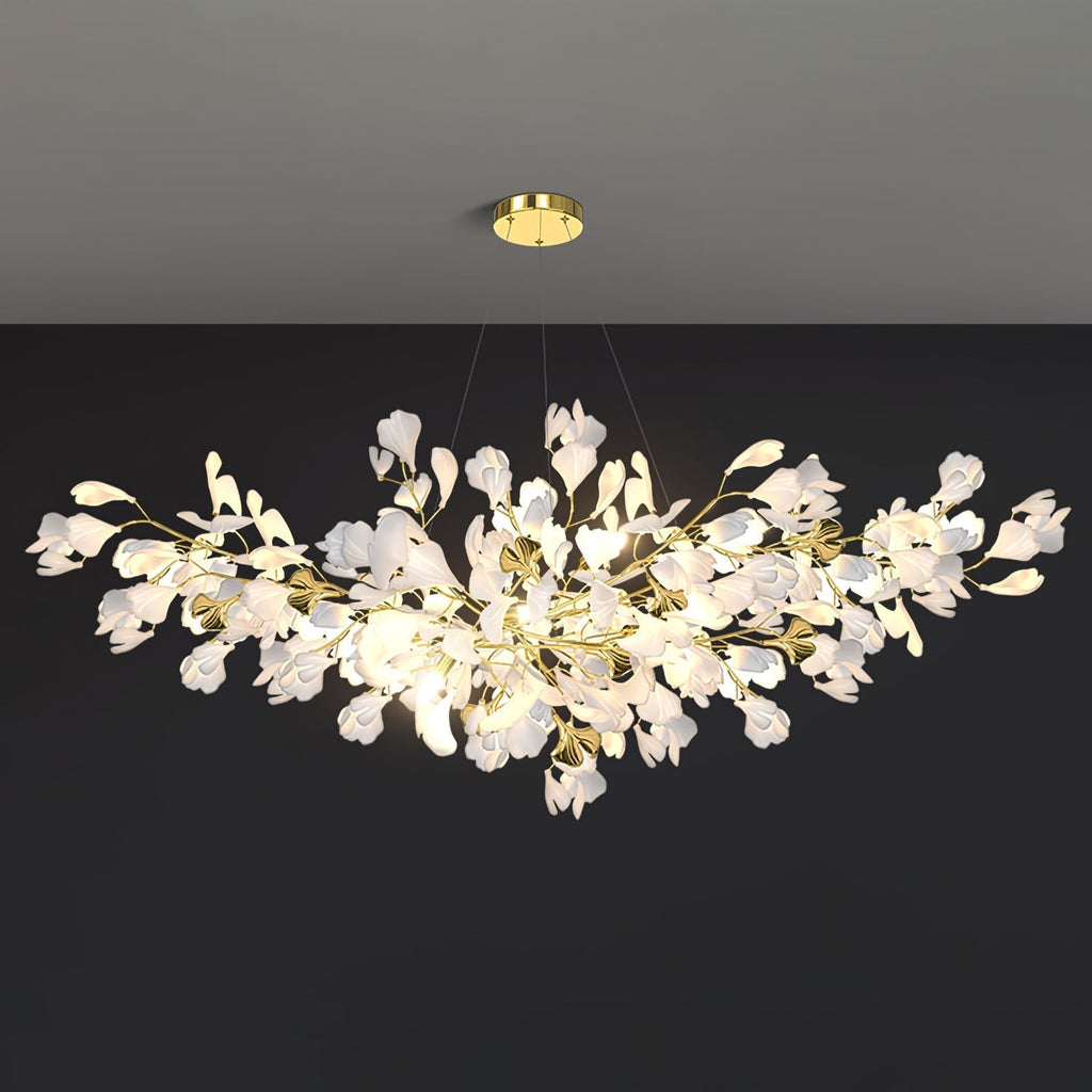 Olivia Chandelier Céramique Gingko Luxe Escalier d'Hôtel - Neutralighting