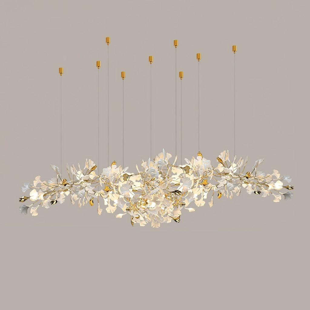 Olivia Chandelier Céramique Gingko Luxe Escalier d'Hôtel - Neutralighting