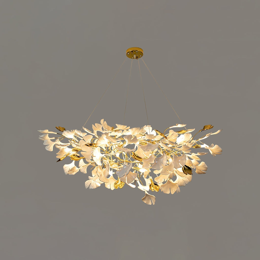 Olivia Chandelier Céramique Gingko Luxe Escalier d'Hôtel - Neutralighting