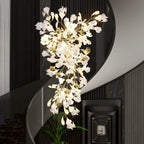 Olivia Chandelier Céramique Gingko Luxe Escalier d'Hôtel - Neutralighting