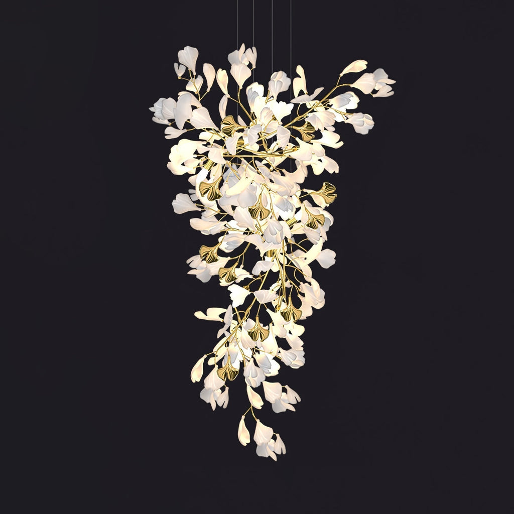 Olivia Chandelier Céramique Gingko Luxe Escalier d'Hôtel - Neutralighting