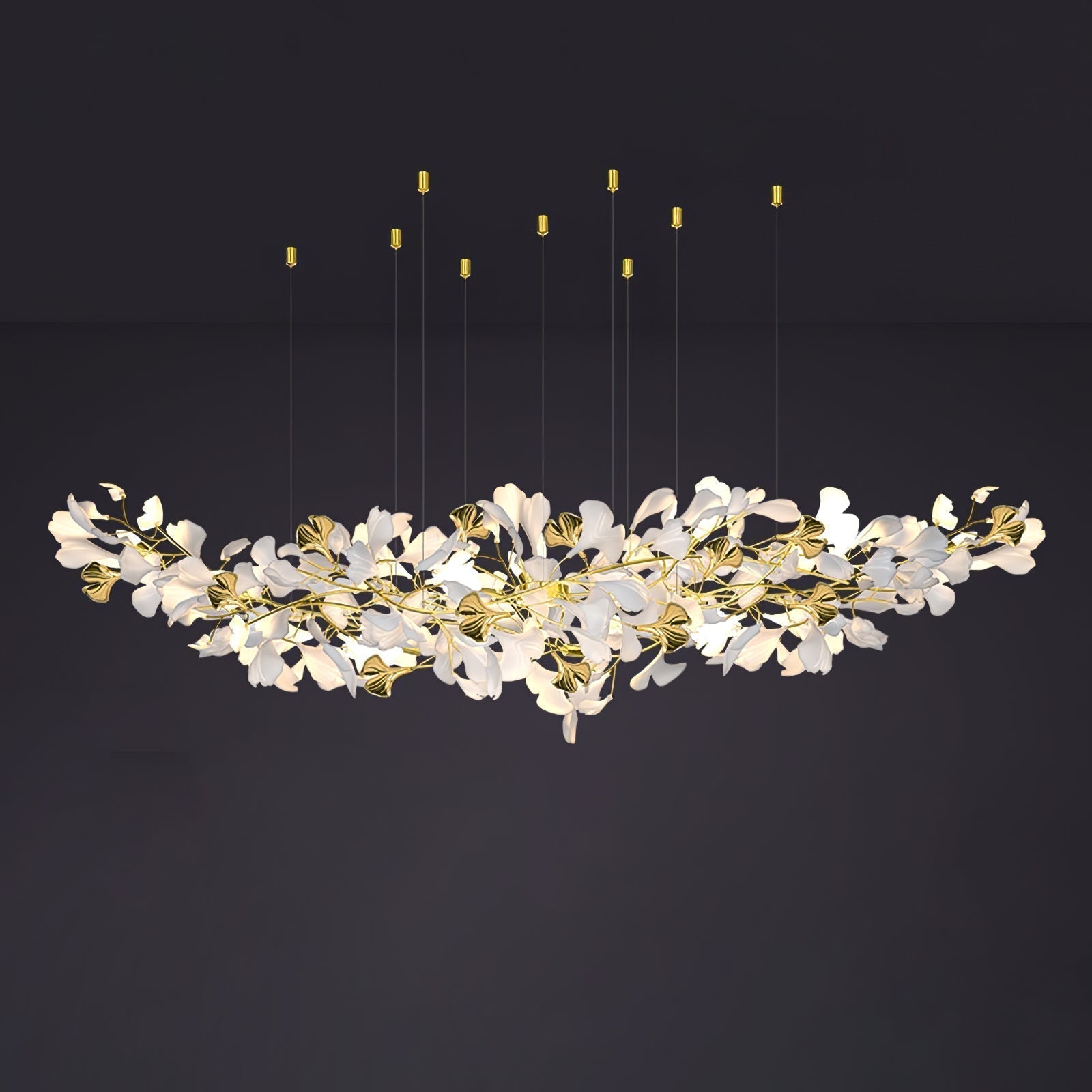 Olivia Chandelier Céramique Gingko Luxe Escalier d'Hôtel - Neutralighting