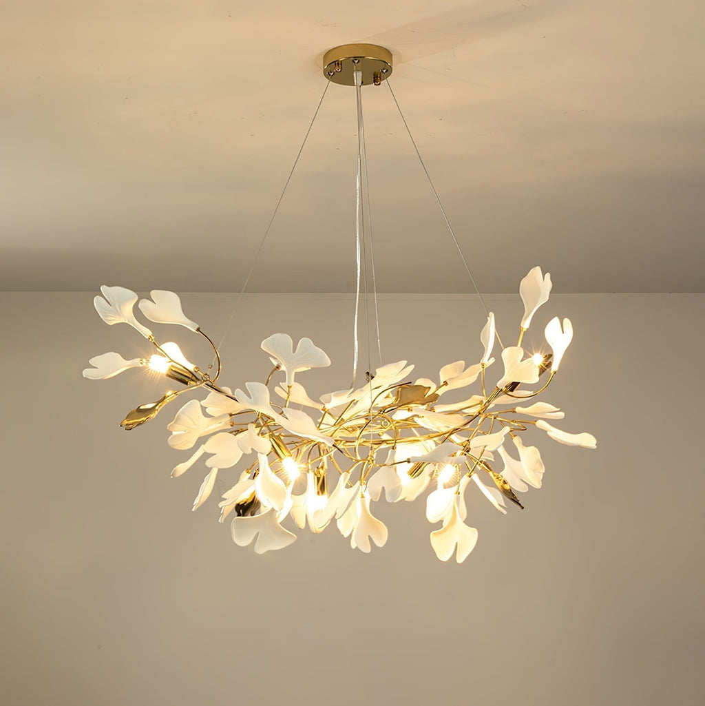 Olivia Chandelier Céramique Gingko Luxe Escalier d'Hôtel - Neutralighting