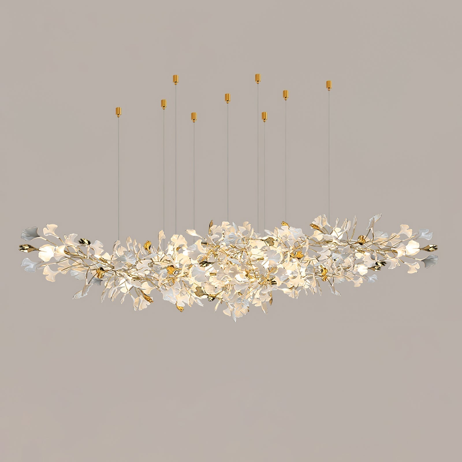 Olivia Chandelier Céramique Gingko Luxe Escalier d'Hôtel - Neutralighting