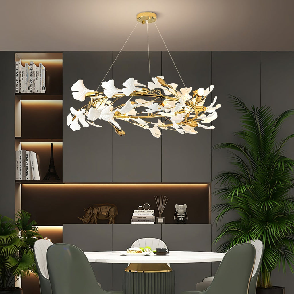 Olivia Chandelier Céramique Gingko Luxe Escalier d'Hôtel - Neutralighting