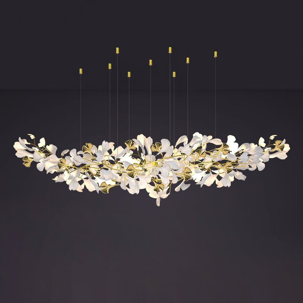 Olivia Chandelier Céramique Gingko Luxe Escalier d'Hôtel - Neutralighting